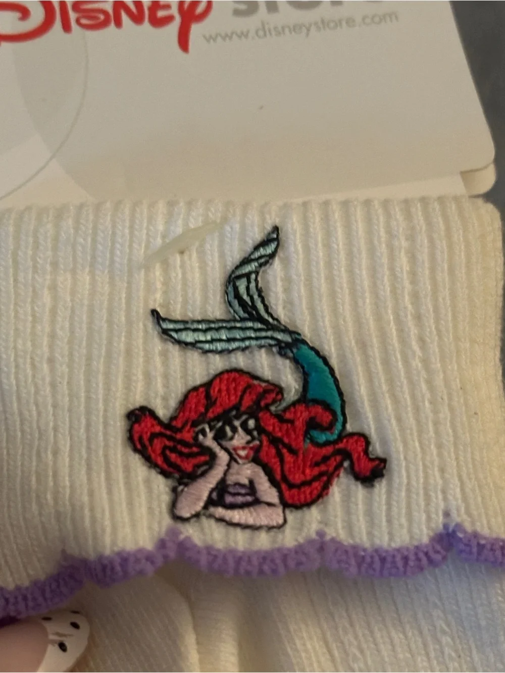 Vtg Ariel Disney Little Mermaid Embroidered Socks Fold Over Size 12/24 Months